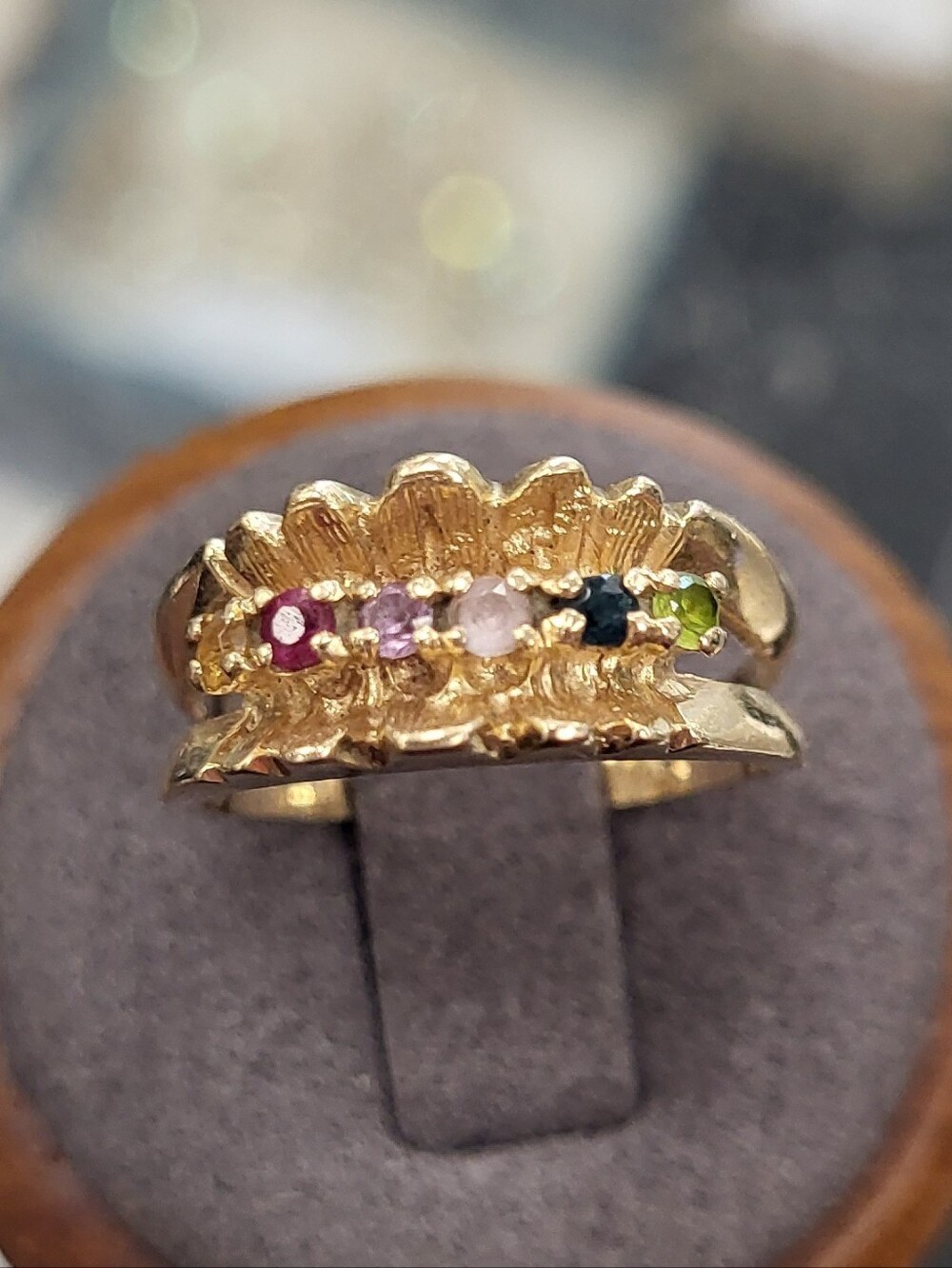 14K Gold Multi-Gemstone Ring Size 6.5